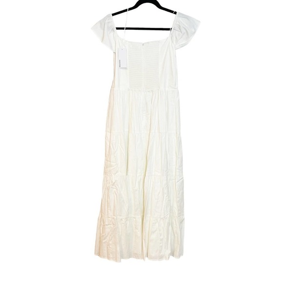 Reformation Derek Short Sleeve White Midi Dress Size 12 New - Picture 2 of 9